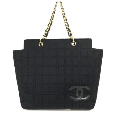 Pre-owned Chanel Black Jersey Shoulder Bag Tote Bag ()