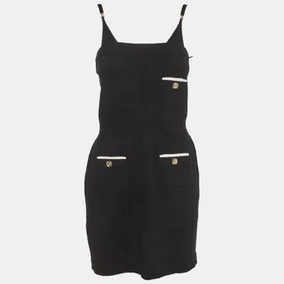 Pre-owned Chanel Black Knit Strappy Mini Dress S