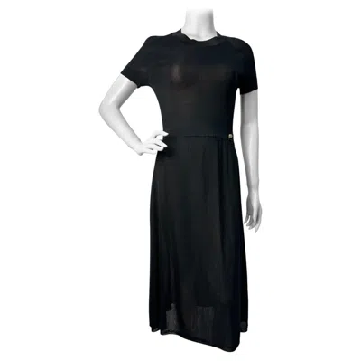 Pre-owned Chanel Black Knitted Midi Dress Sz.38