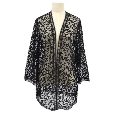 Pre-owned Chanel Black Lace Logo Cotton Nylon Blend Beach Lingerie Cover Up