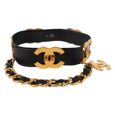 Pre-owned Chanel Black Lamb Leather Belt, 1992