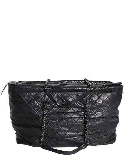 Pre-owned Chanel Black Lamb Leather East West Sharpei Tote (authentic Pre-loved)
