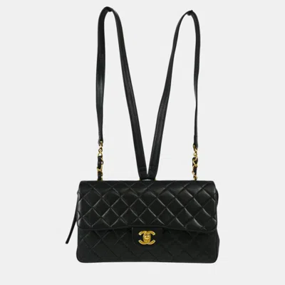 Pre-owned Chanel Black Lambskin Backpack