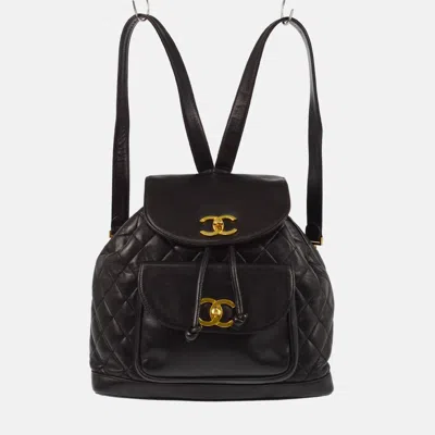 Pre-owned Chanel Black Lambskin Backpack