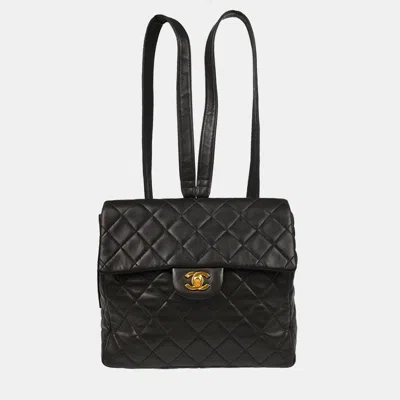 Pre-owned Chanel Black Lambskin Backpack