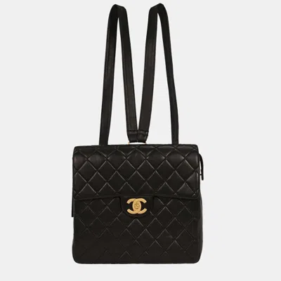 Pre-owned Chanel Black Lambskin Backpack
