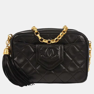 Pre-owned Chanel Black Lambskin Camera Bag Mini