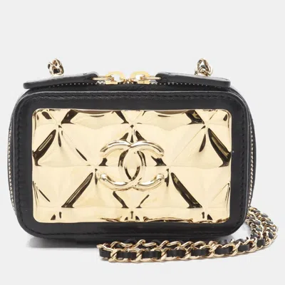 Pre-owned Chanel Black Lambskin Cc Coco Mini Matelassé Shoulder Bag Ghw
