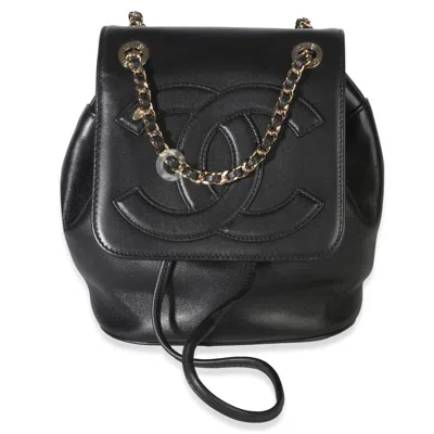 Pre-owned Chanel Black Lambskin Cc Mania Mini Backpack