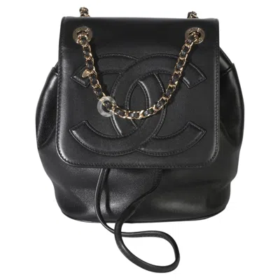 Pre-owned Chanel Black Lambskin Cc Mania Mini Backpack