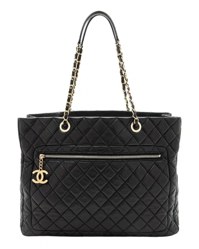 Pre-owned Chanel Black Lambskin Cc Medallion Tote (authentic Pre-loved)