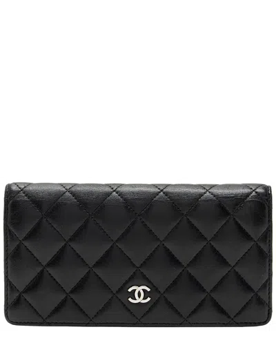 Pre-owned Chanel Black Lambskin Cc Yen Wallet (authentic Pre-loved)