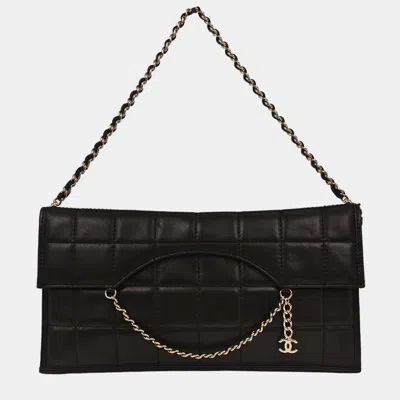 Pre-owned Chanel Black Lambskin Choco Bar Chain Handbag