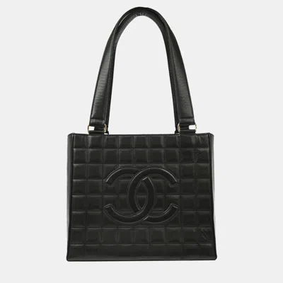 Pre-owned Chanel Black Lambskin Choco Bar Handbag