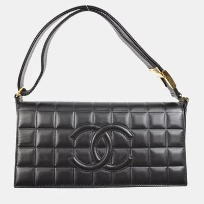 Pre-owned Chanel Black Lambskin Choco Bar Shoulder Bag