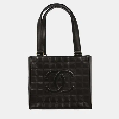Pre-owned Chanel Black Lambskin Choco Bar Tote Shoulder Bag