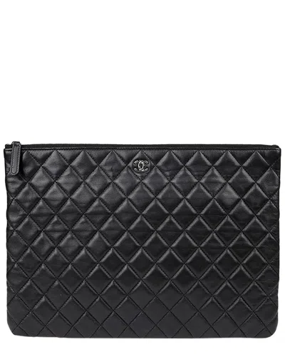 Chanel Black Lambskin Classic Large Clutch (authentic Pre-loved)