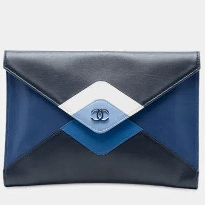 Pre-owned Chanel Black Lambskin Cocomail Envelope Clutch