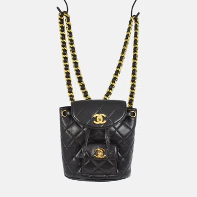Pre-owned Chanel Black Lambskin Duma Backpack Small