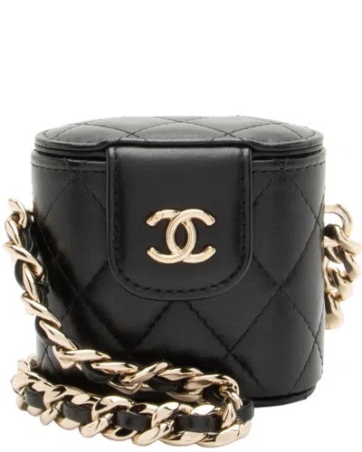 Pre-owned Chanel Black Lambskin Elegant Chain Vanity Case (authentic Pre-loved)