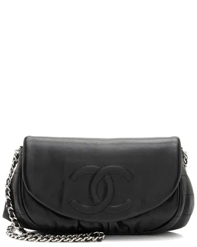 Pre-owned Chanel Black Lambskin Half Moon Wallet On Chain (authentic Pre-loved)