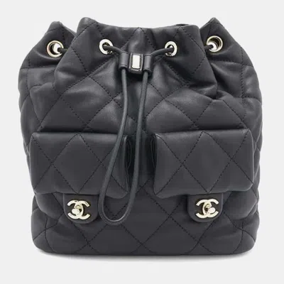 Pre-owned Chanel Black Lambskin Leather Backpack