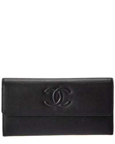 Pre-owned Chanel Black Lambskin Leather Camille Cc Wallet (authentic Pre-loved)