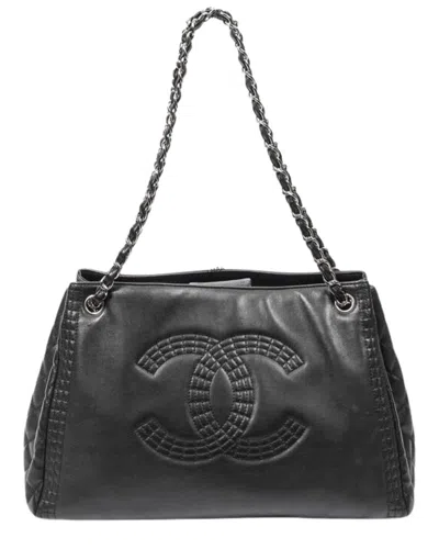 Pre-owned Chanel Black Lambskin Leather Cc Drawstring Chain Tote (authentic Pre-loved)