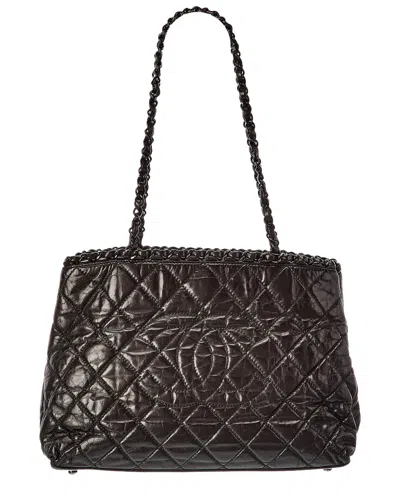 Pre-owned Chanel Black Lambskin Leather Cc Tote (authentic Pre-loved)