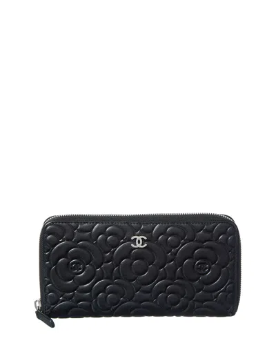 Pre-owned Chanel Black Lambskin Leather Cc Wallet (authentic Pre-loved)
