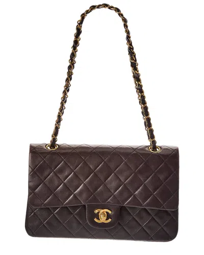 Chanel Black Lambskin Leather Classic Double Flap Ghw Medium (authentic Pre-  Loved)