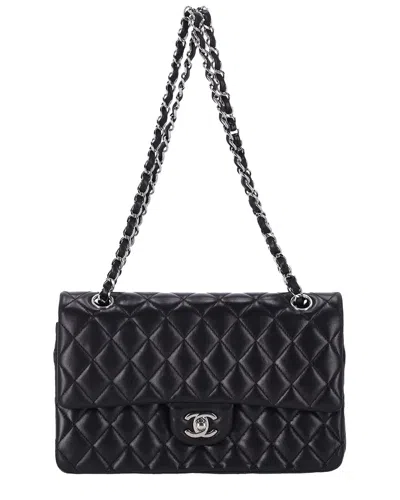 Pre-owned Chanel Black Lambskin Leather Classic Medium Double Flap Shoulder Bag  (authentic Pre-loved)