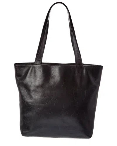 Pre-owned Chanel Black Lambskin Leather Coco Mark Logo Embossed Tote (authentic Pre-loved)
