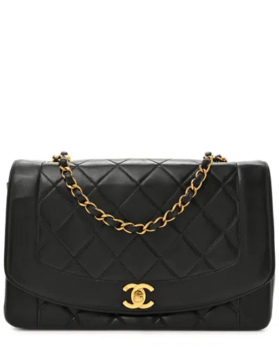 Pre-owned Chanel Black Lambskin Leather Diana Flap Shoulder Bag (authentic Pre-loved)