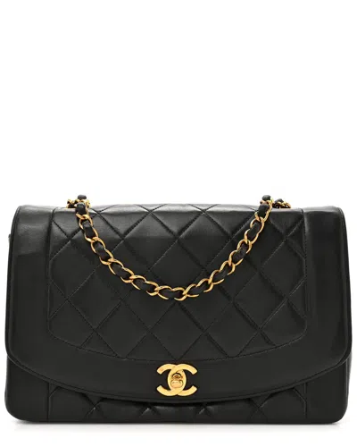 Pre-owned Chanel Black Lambskin Leather Diana Flap Shoulder Bag (authentic Pre-loved)