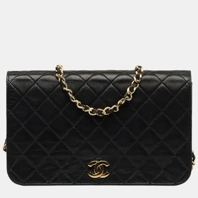 Pre-owned Chanel Black Lambskin Leather Flap Bag Shoulder Bag