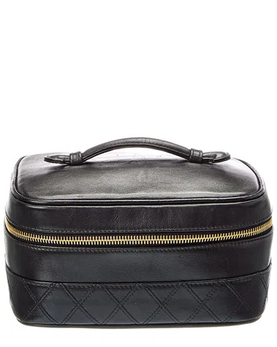 Pre-owned Chanel Black Lambskin Leather Horizontal Cosmetic Case (authentic Pre-loved)