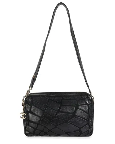 Pre-owned Chanel Black Lambskin Leather Jersey Scales Camera Case (authentic Pre-loved)