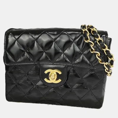 Pre-owned Chanel Black Lambskin Leather Mini Square Classic Double Flap Shoulder Bags