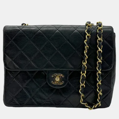 Pre-owned Chanel Black Lambskin Leather Small Vintage Classic Flap Bag