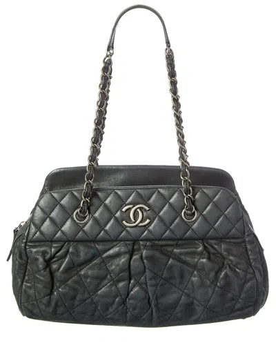 Pre-owned Chanel Black Lambskin Leather Sparkling Cc Chain Tote (authentic Pre-loved)