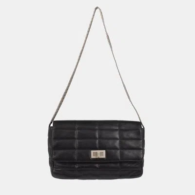 Pre-owned Chanel Black Lambskin Mademoiselle Lock Straight Flap Shoulder Bag