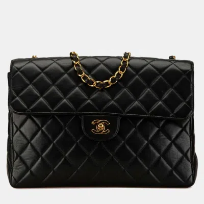 Pre-owned Chanel Black Lambskin Matelasse 30 Coco Mark Chain Shoulder Bag