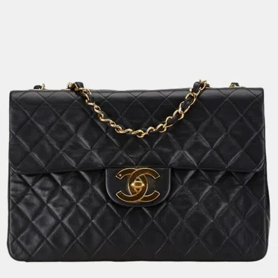 Pre-owned Chanel Black Lambskin Matelasse 33 Coco Mark Chain Shoulder Bag