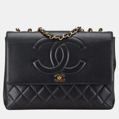 Pre-owned Chanel Black Lambskin Matelasse Coco Mark Chain Shoulder Bag