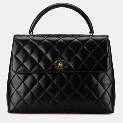 Pre-owned Chanel Black Lambskin Matelasse Coco Mark Flap Bag