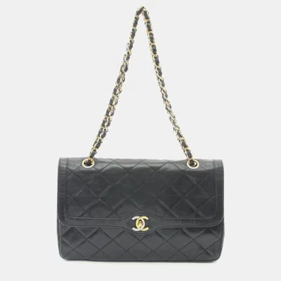 Pre-owned Chanel Black Lambskin Matelassé Paris Limited W-flap Shoulder Bag