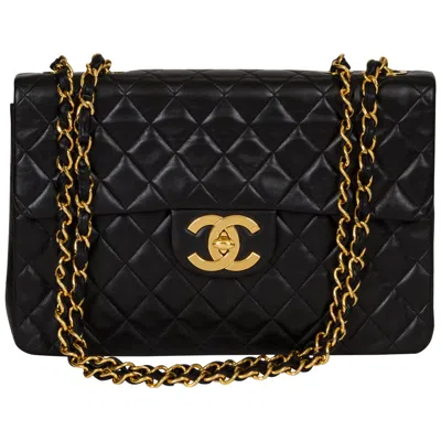 Pre-owned Chanel Black Lambskin Maxi Flap Bag
