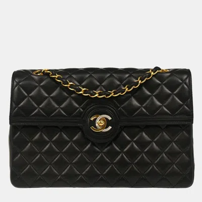 Pre-owned Chanel Black Lambskin Paris Shoulder Bag