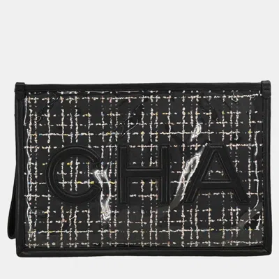 Pre-owned Chanel Black Lambskin Pvc Clutch Bag